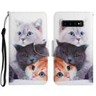 For Samsung Galaxy S10+ Painted Pattern Horizontal Flip Leather Case with Holder & Card Slot & Wallet(Three Cats) - 1