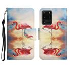 For Samsung Galaxy S20 Ultra Painted Pattern Horizontal Flip Leather Case with Holder & Card Slot & Wallet(Flamingo) - 1