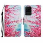 For Samsung Galaxy S20 Ultra Painted Pattern Horizontal Flip Leather Case with Holder & Card Slot & Wallet(Red Cherry Blossoms) - 1