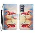 For Samsung Galaxy S21 5G Painted Pattern Horizontal Flip Leather Case with Holder & Card Slot & Wallet(Flamingo) - 1