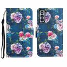For Samsung Galaxy S21 5G Painted Pattern Horizontal Flip Leather Case with Holder & Card Slot & Wallet(Fluorescent Rose) - 1