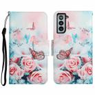 For Samsung Galaxy S21 5G Painted Pattern Horizontal Flip Leather Case with Holder & Card Slot & Wallet(Peony Butterfly) - 1