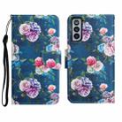 For Samsung Galaxy S21 FE 5G Painted Pattern Horizontal Flip Leather Case with Holder & Card Slot & Wallet(Fluorescent Rose) - 1
