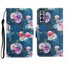 For Samsung Galaxy S21+ 5G Painted Pattern Horizontal Flip Leather Case with Holder & Card Slot & Wallet(Fluorescent Rose) - 1