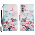 For Samsung Galaxy S21+ 5G Painted Pattern Horizontal Flip Leather Case with Holder & Card Slot & Wallet(Peony Butterfly) - 1