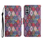 For Samsung Galaxy S21+ 5G Painted Pattern Horizontal Flip Leather Case with Holder & Card Slot & Wallet(Rhombus Kaleidoscope) - 1