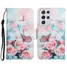 For Samsung Galaxy S21 Ultra 5G Painted Pattern Horizontal Flip Leather Case with Holder & Card Slot & Wallet(Peony Butterfly) - 1