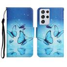 For Samsung Galaxy S21 Ultra 5G Painted Pattern Horizontal Flip Leather Case with Holder & Card Slot & Wallet(Flying Butterfly) - 1