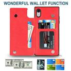 For iPhone XR Cross-body Square Double Buckle Flip Card Bag TPU+PU Case with Card Slots & Wallet & Photo & Strap(Red) - 5