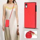 For iPhone XR Cross-body Square Double Buckle Flip Card Bag TPU+PU Case with Card Slots & Wallet & Photo & Strap(Red) - 7