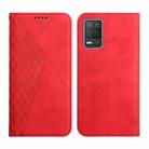 For OPPO Realme V13 5G / Realme 8 5G Diamond Pattern Splicing Skin Feel Magnetic Horizontal Flip Leather Case with Card Slots & Holder & Wallet(Red) - 1