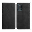 For OPPO Realme V13 5G / Realme 8 5G Diamond Pattern Splicing Skin Feel Magnetic Horizontal Flip Leather Case with Card Slots & Holder & Wallet(Black) - 1