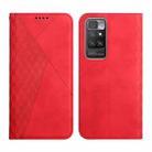 For Xiaomi Redmi 10 Diamond Pattern Splicing Skin Feel Magnetic Horizontal Flip Leather Case with Card Slots & Holder & Wallet(Red) - 1