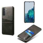For Samsung Galaxy S21 5G Calf Texture PC + PU Leather Back Cover Shockproof Case with Dual Card Slots(Black) - 1