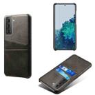 For Samsung Galaxy S21+ 5G Calf Texture PC + PU Leather Back Cover Shockproof Case with Dual Card Slots(Black) - 1