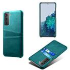 For Samsung Galaxy S21+ 5G Calf Texture PC + PU Leather Back Cover Shockproof Case with Dual Card Slots(Green) - 1