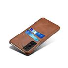 For Samsung Galaxy S21 FE 5G Calf Texture PC + PU Leather Back Cover Shockproof Case with Dual Card Slots(Brown) - 4