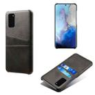 For Samsung Galaxy S20 Calf Texture PC + PU Leather Back Cover Shockproof Case with Dual Card Slots(Black) - 1