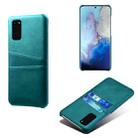 For Samsung Galaxy S20 Calf Texture PC + PU Leather Back Cover Shockproof Case with Dual Card Slots(Green) - 1