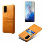 For Samsung Galaxy S20+ Calf Texture PC + PU Leather Back Cover Shockproof Case with Dual Card Slots(Orange) - 1