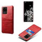 For Samsung Galaxy S20 Ultra Calf Texture PC + PU Leather Back Cover Shockproof Case with Dual Card Slots(Red) - 1