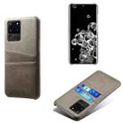 For Samsung Galaxy S20 Ultra Calf Texture PC + PU Leather Back Cover Shockproof Case with Dual Card Slots(Grey) - 1