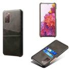 For Samsung Galaxy S20 FE 5G Calf Texture PC + PU Leather Back Cover Shockproof Case with Dual Card Slots(Black) - 1