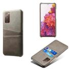 For Samsung Galaxy S20 FE 5G Calf Texture PC + PU Leather Back Cover Shockproof Case with Dual Card Slots(Grey) - 1