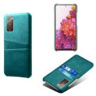 For Samsung Galaxy S20 FE 5G Calf Texture PC + PU Leather Back Cover Shockproof Case with Dual Card Slots(Green) - 1