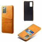 For Samsung Galaxy Note20 Calf Texture PC + PU Leather Back Cover Shockproof Case with Dual Card Slots(Orange) - 1