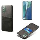 For Samsung Galaxy Note20 Calf Texture PC + PU Leather Back Cover Shockproof Case with Dual Card Slots(Black) - 1