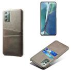 For Samsung Galaxy Note20 Calf Texture PC + PU Leather Back Cover Shockproof Case with Dual Card Slots(Grey) - 1