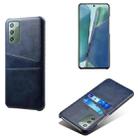 For Samsung Galaxy Note20 Calf Texture PC + PU Leather Back Cover Shockproof Case with Dual Card Slots(Blue) - 1