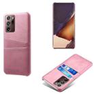For Samsung Galaxy Note20 Ultra Calf Texture PC + PU Leather Back Cover Shockproof Case with Dual Card Slots(Pink) - 1