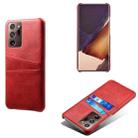 For Samsung Galaxy Note20 Ultra Calf Texture PC + PU Leather Back Cover Shockproof Case with Dual Card Slots(Red) - 1