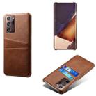 For Samsung Galaxy Note20 Ultra Calf Texture PC + PU Leather Back Cover Shockproof Case with Dual Card Slots(Brown) - 1