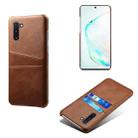 For Samsung Galaxy Note10 Calf Texture PC + PU Leather Back Cover Shockproof Case with Dual Card Slots(Brown) - 1