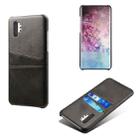 For Samsung Galaxy Note10+ Calf Texture PC + PU Leather Back Cover Shockproof Case with Dual Card Slots(Black) - 1