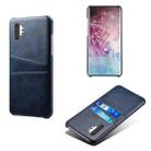 For Samsung Galaxy Note10+ Calf Texture PC + PU Leather Back Cover Shockproof Case with Dual Card Slots(Blue) - 1