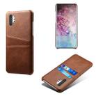 For Samsung Galaxy Note10+ Calf Texture PC + PU Leather Back Cover Shockproof Case with Dual Card Slots(Brown) - 1