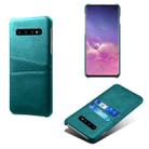 For Samsung Galaxy S10 Calf Texture PC + PU Leather Back Cover Shockproof Case with Dual Card Slots(Green) - 1