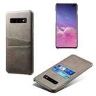 For Samsung Galaxy S10+ Calf Texture PC + PU Leather Back Cover Shockproof Case with Dual Card Slots(Grey) - 1