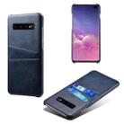 For Samsung Galaxy S10+ Calf Texture PC + PU Leather Back Cover Shockproof Case with Dual Card Slots(Blue) - 1