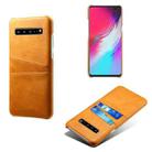 For Samsung Galaxy S10 5G Calf Texture PC + PU Leather Back Cover Shockproof Case with Dual Card Slots(Orange) - 1