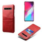 For Samsung Galaxy S10 5G Calf Texture PC + PU Leather Back Cover Shockproof Case with Dual Card Slots(Red) - 1
