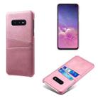 For Samsung Galaxy S10e Calf Texture PC + PU Leather Back Cover Shockproof Case with Dual Card Slots(Pink) - 1