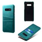 For Samsung Galaxy S10e Calf Texture PC + PU Leather Back Cover Shockproof Case with Dual Card Slots(Green) - 1