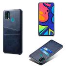 For Samsung Galaxy F41 Calf Texture PC + PU Leather Back Cover Shockproof Case with Dual Card Slots(Blue) - 1