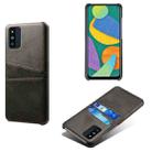 For Samsung Galaxy F52 5G Calf Texture PC + PU Leather Back Cover Shockproof Case with Dual Card Slots(Black) - 1