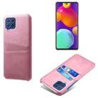 For Samsung Galaxy M62 Calf Texture PC + PU Leather Back Cover Shockproof Case with Dual Card Slots(Pink) - 1